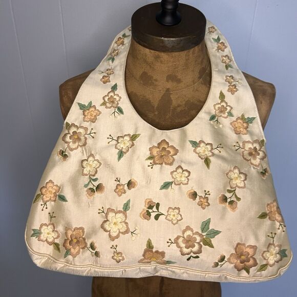 KIMBERLY ALAN Embroidered Floral Vintage 80s Purse Hobo Handbag 100% Silk - Picture 6 of 15